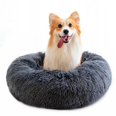 Round Plush Pet Bed for Small Dogs Cats Nest