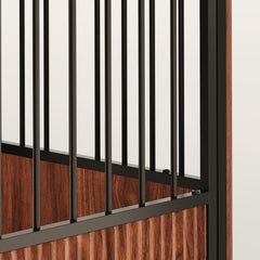 Walnut Fluted Wood Dog Crate Furniture Style Double Door