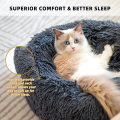 Round Plush Pet Bed for Small Dogs Cats Nest