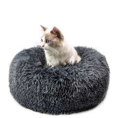 Round Plush Pet Bed for Small Dogs Cats Nest