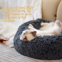 Round Plush Pet Bed for Small Dogs Cats Nest