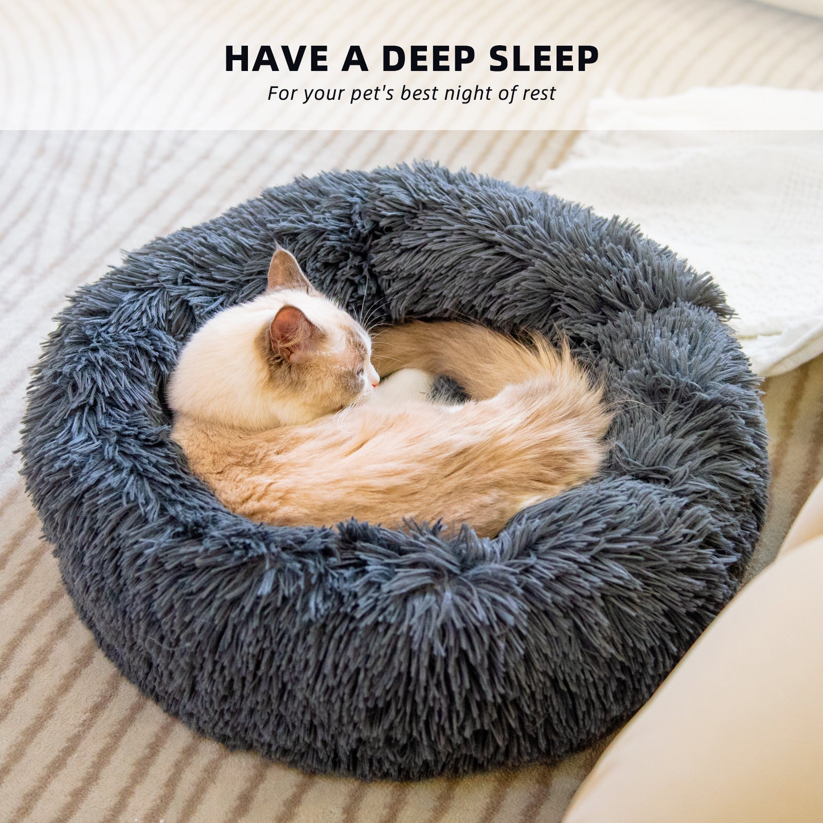 Round Plush Pet Bed for Small Dogs Cats Nest