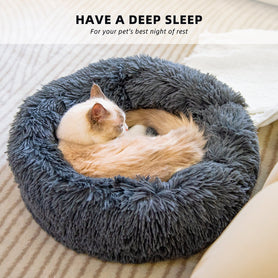 Round Plush Pet Bed for Small Dogs Cats Nest