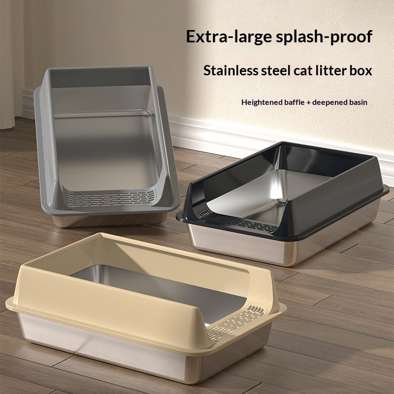 Large-capacity High-sided Semi-enclosed Cat Litter Box