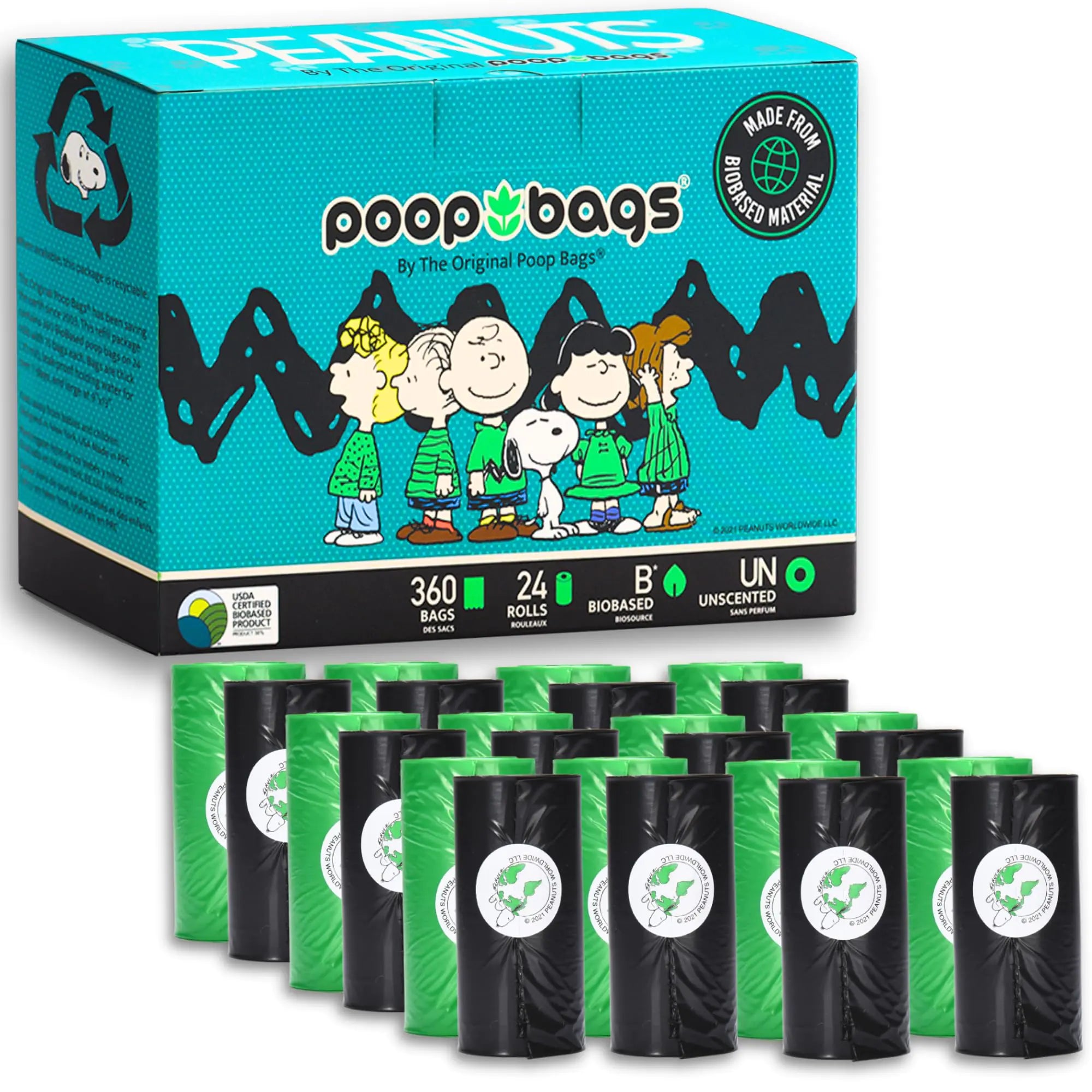 Peanuts Dog Poop Bags 360 Count Plant Based Waste Bags