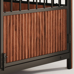 Walnut Fluted Wood Dog Crate Furniture Style Double Door