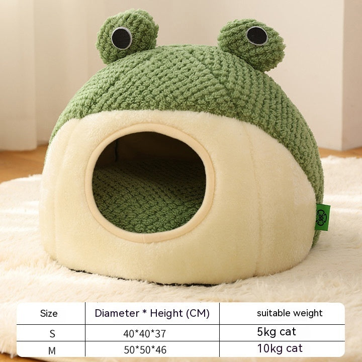 Little Frog Plush Pet Nest Warm Bed for Cats Dogs