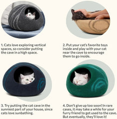 Eco Friendly Merino Wool Cat Cave Bed Handmade Hideout