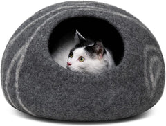 Eco Friendly Merino Wool Cat Cave Bed Handmade Hideout