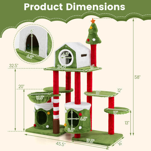 58 Inch Tall Cat Tree Tower Multi Level Climbing