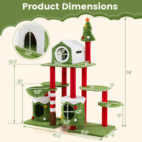 58 Inch Tall Cat Tree Tower Multi Level Climbing