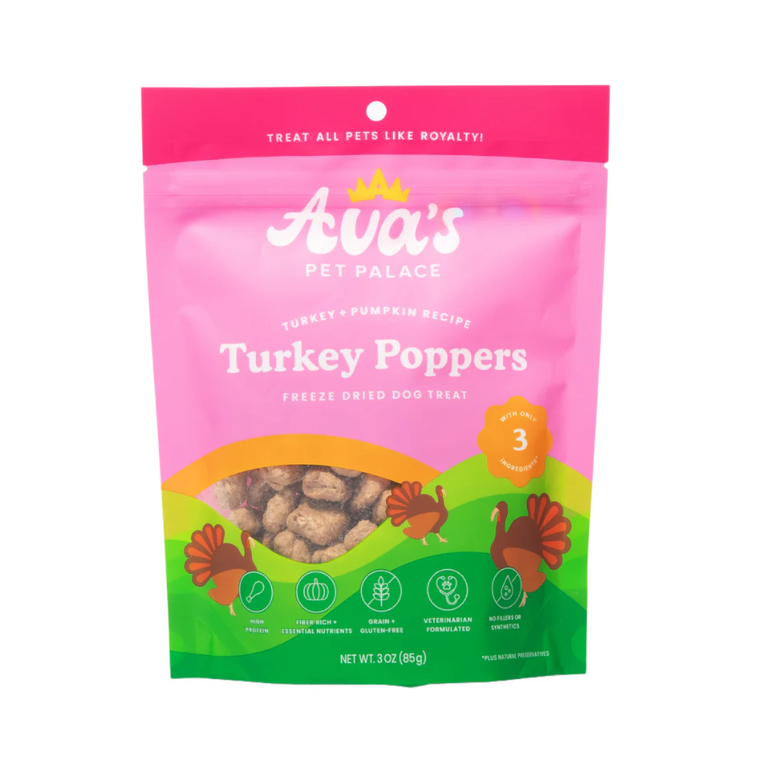 Pet Palace Freeze Dried Dog Treats - Turkey Poppers (3oz)