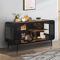 Modern Spacious Cat House Black + Brown