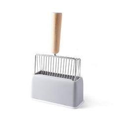 Metallic Cat Litter Scoop Set Wooden Handle Cleaning Tool