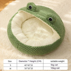 Little Frog Plush Pet Nest Warm Bed for Cats Dogs